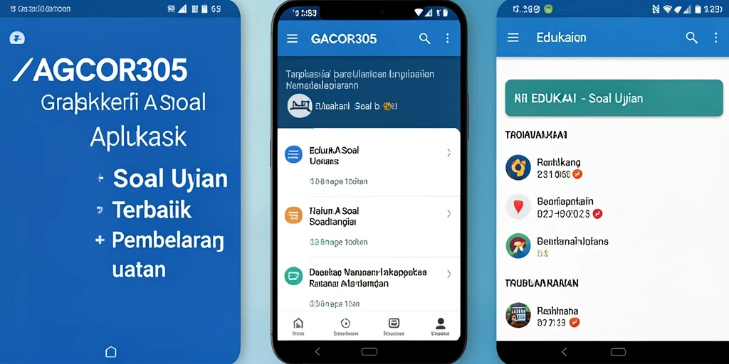 Antarmuka aplikasi GACOR305 dengan pilihan soal ujian yang lengkap.