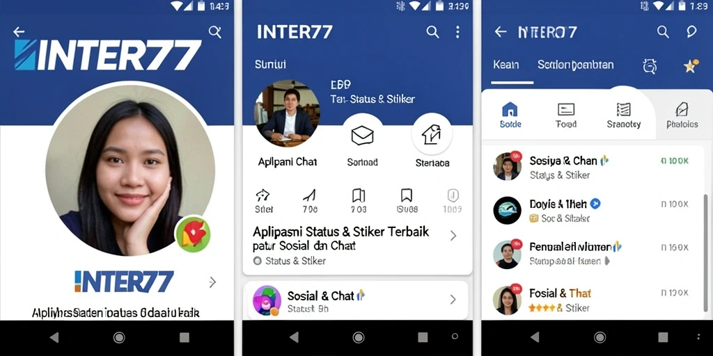Antarmuka INTER77 dengan stiker dan status yang menarik.