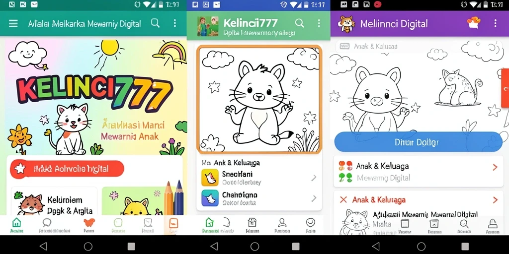 Antarmuka KELINCI777 menampilkan gambar yang mudah untuk diwarnai oleh anak-anak.