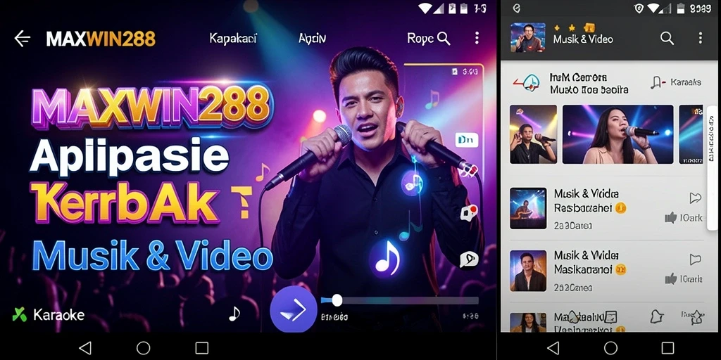 Tampilan antarmuka pengguna aplikasi Karaoke MAXWIN288 yang menarik.