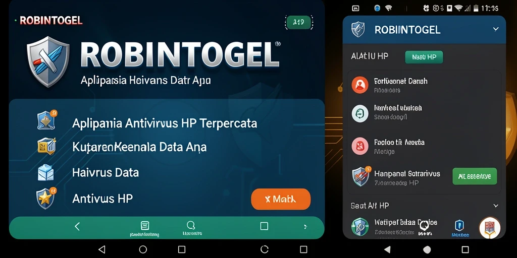 Antarmuka utama ROBINTOGEL menampilkan fitur pemindaian antivirus yang intuitif.
