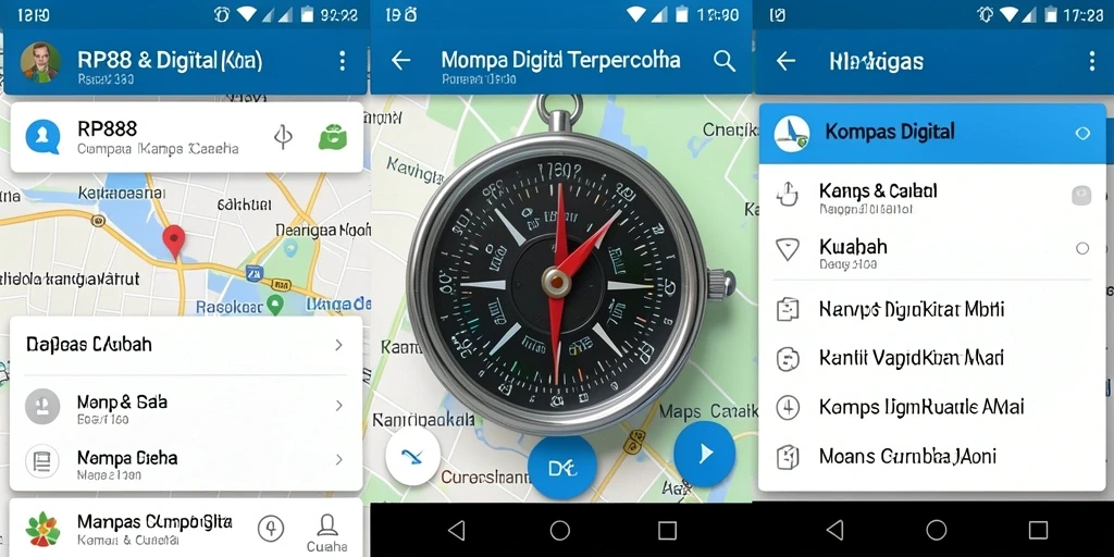 Antarmuka RP888 menampilkan fungsi Kompas Digital yang jelas dan mudah digunakan.